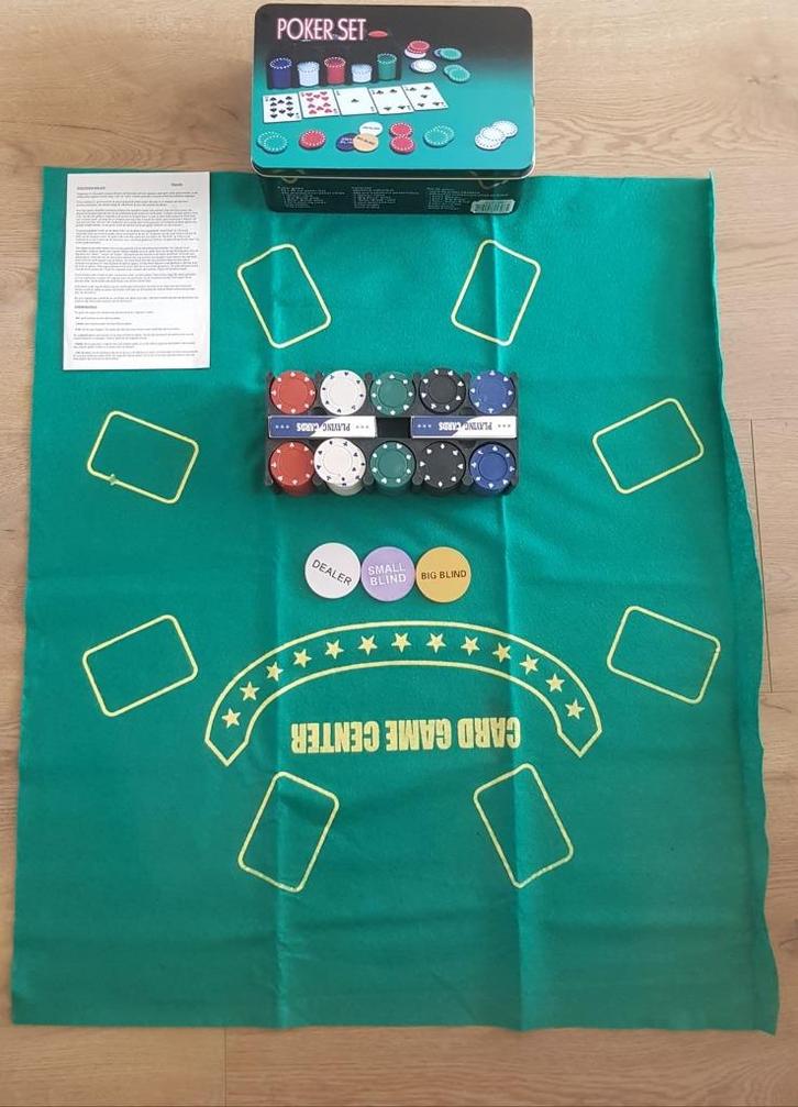 pokerset, Hobby en Vrije tijd, Gezelschapsspellen | Kaartspellen, Gebruikt, Vijf spelers of meer, Ophalen