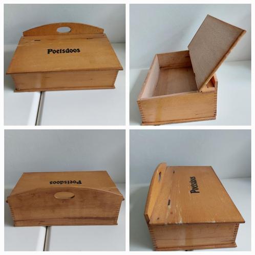 Poetsdoos Houten doos met klep 33cm., Antiek en Kunst, Curiosa en Brocante, Ophalen