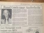 Voetbal. Ruud Geels vertrekt bij Ajax (krant 1978), Ophalen of Verzenden, 1960 tot 1980, Knipsel(s)