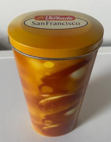 Blik van Verkade San Francisco. Hoogte 20 cm Doorsnede 9 cm beschikbaar voor biedingen