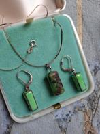 Zilv.835 kett.met robijn in zoisiet + zilv.925 oorhangers, Sieraden, Tassen en Uiterlijk, Antieke sieraden, Verzenden, Zilver