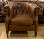 Prachtige Chesterfield Fauteuil Bruin., Gebruikt, Chesterfield, Ophalen of Verzenden, 75 tot 100 cm