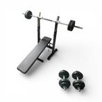 Halterbank, halterset, halterstang, halterschijven, dumbbell, Ophalen, Zo goed als nieuw, Benen, Halterset