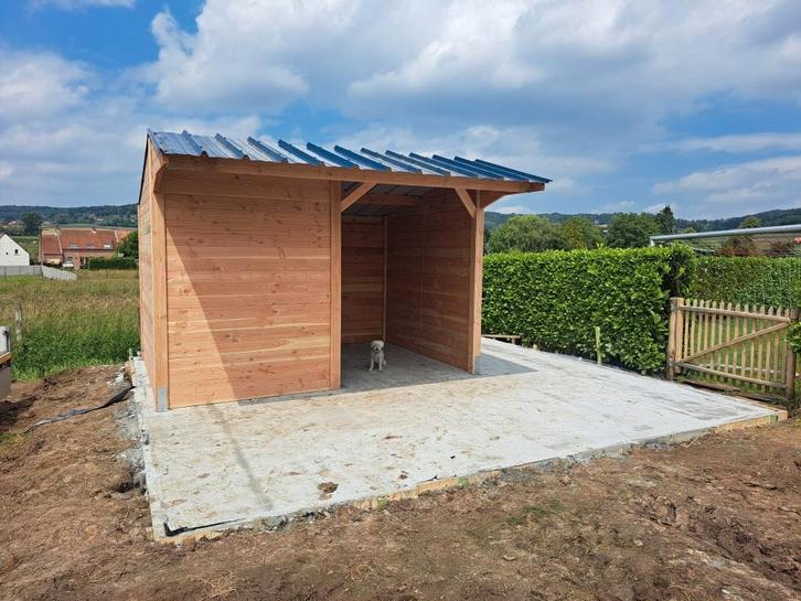 Stevige schuilstal 3x4m met voorwand in massief Douglas hout, Dieren en Toebehoren, Stalling en Weidegang, Stalling