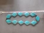geperst turkoois zilveren tussenkralen, Ophalen of Verzenden, Zo goed als nieuw, Blauw, Zilver
