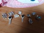 Set van 5 paar vintage klem oorbellen, Overige materialen, Gebruikt, Met strass, Ophalen of Verzenden