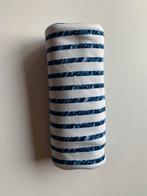 Lap tricot stof wit/blauw gestreept, Blauw, 120 cm of meer, Ophalen of Verzenden, Katoen