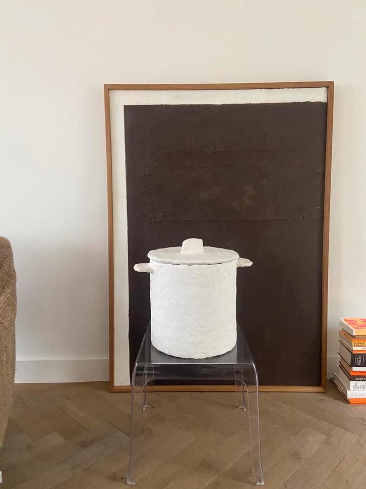 2 supermooie naturelle handmade potten, Hobby en Vrije tijd, Pottenbakken, Gebruikt, Ophalen