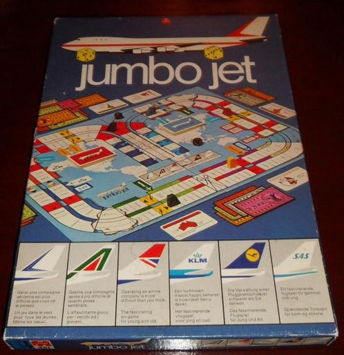 Jumbo Jet spel (Jumbo) donkerblauwe doos nostalgie, Hobby en Vrije tijd, Gezelschapsspellen | Bordspellen, Gebruikt, Een of twee spelers