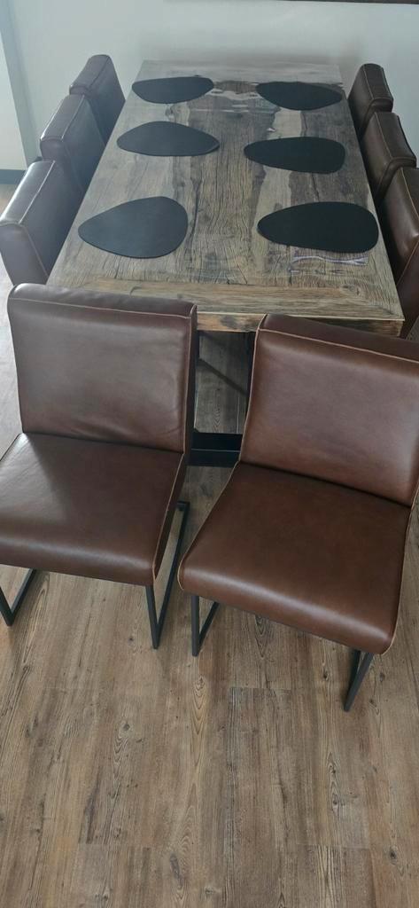 Het Anker Fred de la bretoniere stoelen, 2 stuks., Huis en Inrichting, Stoelen, Zo goed als nieuw, Twee, Leer, Metaal, Bruin, Ophalen