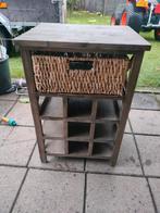 Houten wijn rek met mand (en meer), Ophalen of Verzenden, Zo goed als nieuw, Hout, 5 tot 15 flessen