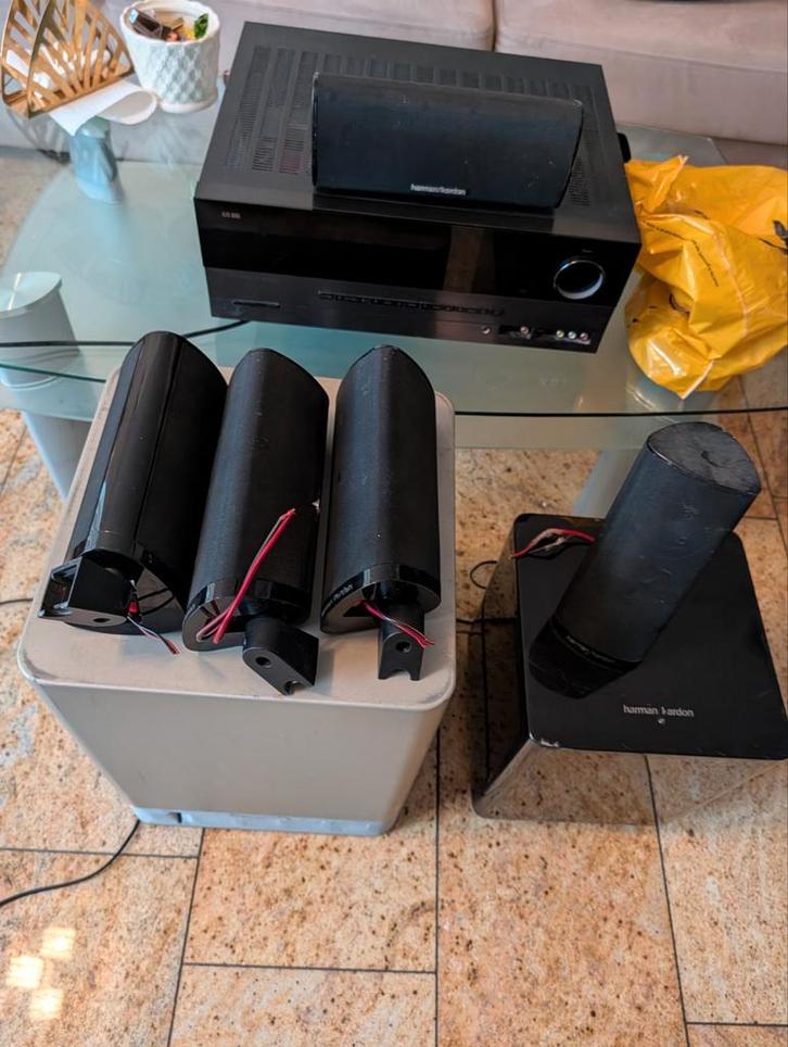 Harman Kardon AVR 138 + speakers, Audio, Tv en Foto, Luidsprekers, Gebruikt, Complete surroundset, 120 watt of meer, Overige merken