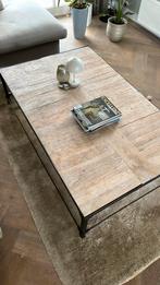 Sjieke grote trendy salontafel hout en metaal, Zo goed als nieuw, Metaal, Minder dan 50 cm, Rechthoekig