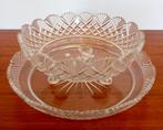 Geslepen kristallen fruittest/fruitschaal met lekschaaltje, Antiek en Kunst, Ophalen of Verzenden