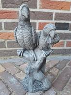 Betonbeeld 2 papagaaien op stok, Ophalen, Nieuw, Beton, Dierenbeeld