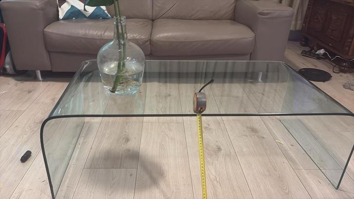 Glazen Salontafel - Modern Design, Huis en Inrichting, Tafels | Salontafels, Gebruikt, Minder dan 50 cm, 50 tot 100 cm, 100 tot 150 cm