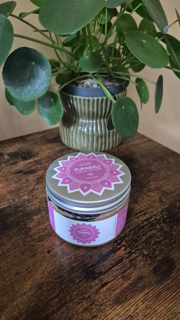 Cafeïne Scrub - Kokosnoot & Kemiri Purabali, Sieraden, Tassen en Uiterlijk, Uiterlijk | Lichaamsverzorging, Nieuw, Overige typen