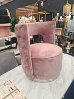 Roze fauteuil velvet, Rond, Zo goed als nieuw, 75 tot 100 cm, 75 tot 100 cm