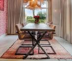 Massief Houten Eettafel met IJzeren Poten, Huis en Inrichting, Tafels | Eettafels, Ophalen, Gebruikt, 200 cm of meer, 50 tot 100 cm