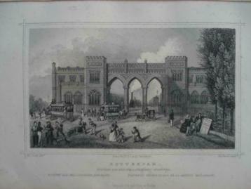 77/ Rotterdam Station Hollandschen Spoorwegen gravure 1860 beschikbaar voor biedingen