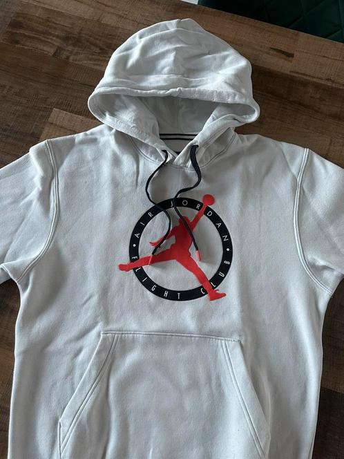 Nike air jordan | Hoodie - Wit/Zwart/Oranje - Goede staat XS, Kleding | Heren, Truien en Vesten, Zo goed als nieuw, Maat 46 (S) of kleiner