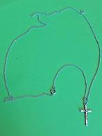Zilveren ketting met kruishanger, Met hanger, Onbekend, Ophalen of Verzenden, Zo goed als nieuw