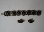 Antieke Niello-zilver armband en oorclips uit Thailand, Sieraden, Tassen en Uiterlijk, Antieke sieraden, Ophalen of Verzenden