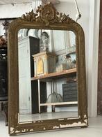 Antieke Franse Kuifspiegel, Ophalen, Rechthoekig, 50 tot 100 cm, 100 tot 150 cm