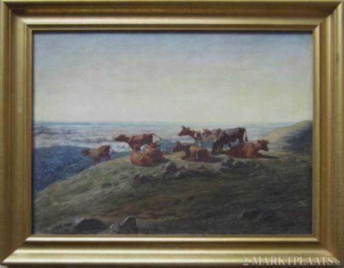 =Luplau Janssen 1869-1927== landschap met koeien ==, Antiek en Kunst, Kunst | Schilderijen | Klassiek, Ophalen of Verzenden