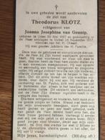 Uden, Theodorus Klotz 1887 - 1957, Verzamelen, Bidprentjes en Rouwkaarten, Ophalen of Verzenden