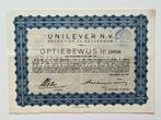 Unilever N.V. - Optiebewijs, Ophalen of Verzenden, 1920 tot 1950, Overige typen
