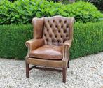 gerestaureerde leren Engelse Chesterfield oorfauteuil, Ophalen, Gebruikt, Minder dan 75 cm, Leer