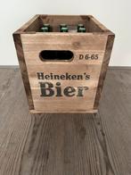 Heineken bierkrat van hout met bruine retro flesjes, Ophalen of Verzenden, Zo goed als nieuw, Heineken