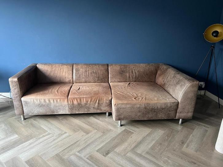 Crack by Machalke 3 zits L bankstel leder, Huis en Inrichting, Banken | Bankstellen, Gebruikt, Hoekbank, Driepersoons, 200 tot 250 cm