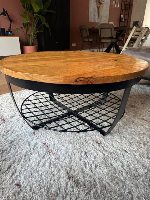 Mangohouten salontafel - 90cm, Huis en Inrichting, Tafels | Salontafels, Gebruikt, Minder dan 50 cm, 50 tot 100 cm, 50 tot 100 cm