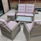Complete Tuinset met Kussens, Ophalen, 4 zitplaatsen, Gebruikt, Wicker