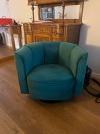 Dutchbone groene velvet draai fauteuil / loungestoel, Huis en Inrichting, Fauteuils, Ophalen, Minder dan 75 cm, Zo goed als nieuw