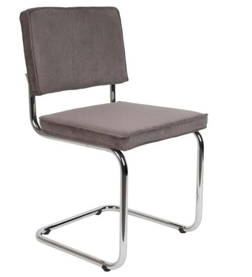 4 Zuiver Ridge Rib Stoelen (donkergrijs), Huis en Inrichting, Stoelen, Zo goed als nieuw, Vier, Metaal, Grijs, Ophalen