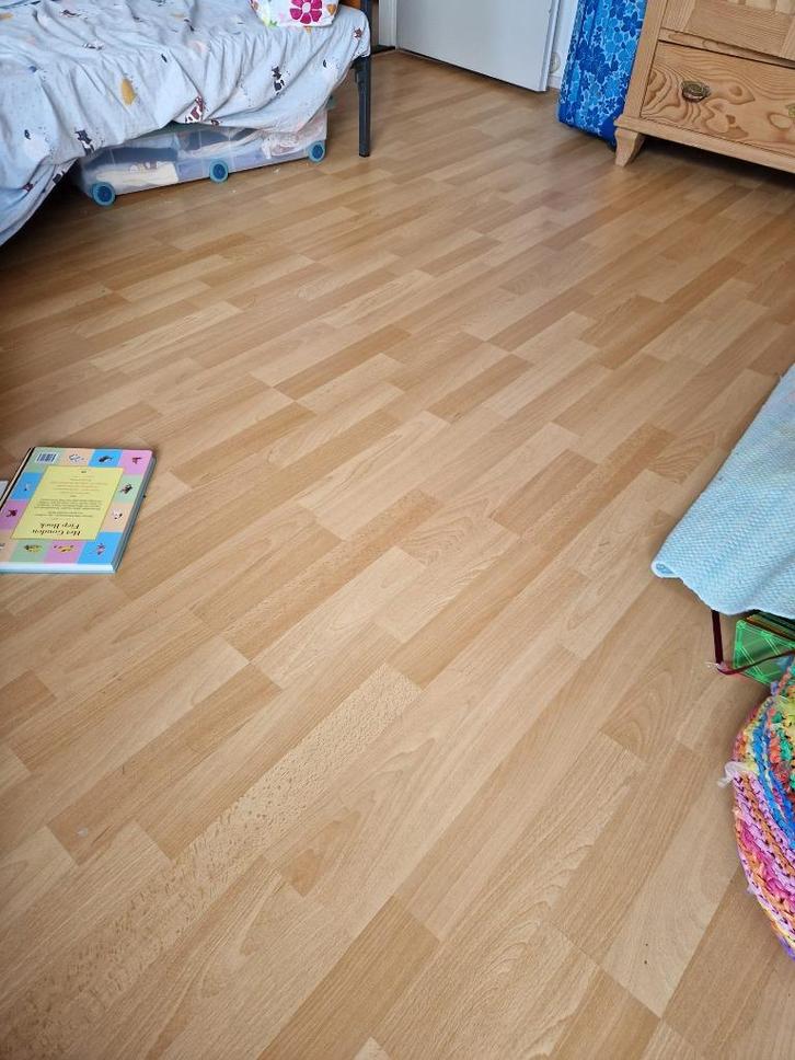 +/-70m2 laminaat, Huis en Inrichting, Stoffering | Vloerbedekking, Gebruikt, Laminaat, Blauw, 50 tot 75 m², Ophalen