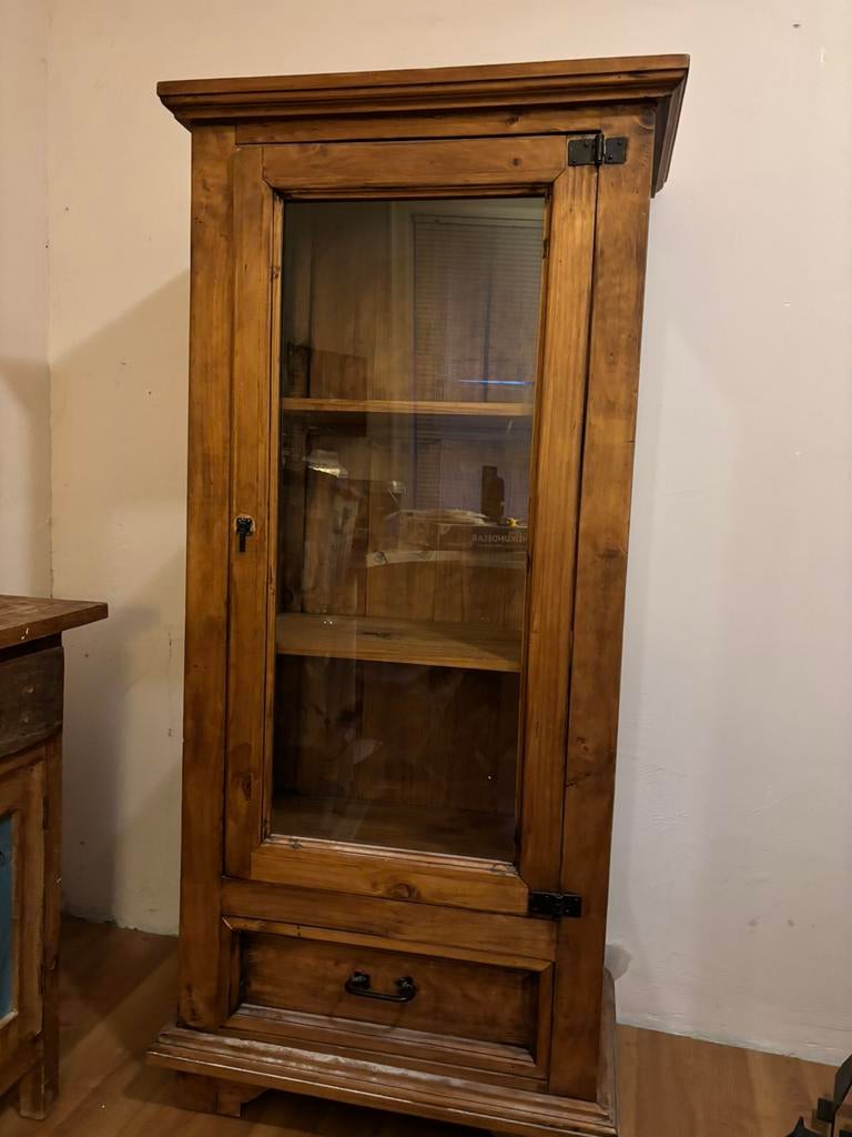 Mooie donkerbruine kasten set - dressoir en vitrine, Antiek en Kunst, Antiek | Meubels | Kasten, Ophalen