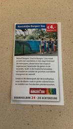 Waardebon postcodeloterij Koninklijke Burgers Zoo €4 korting, Tickets en Kaartjes, Kortingen en Cadeaubonnen