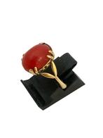 Antieke gouden ring met bloedkoraal. Mt 17,5, Sieraden, Tassen en Uiterlijk, Antieke sieraden, Verzenden, Goud, Ring, Met edelsteen