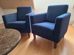2 Donkerblauwe Fauteuils - Zo Goed Als Nieuw, Ophalen, Hout, 75 tot 100 cm, Zo goed als nieuw