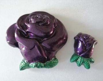 Handgemaakte koelkastmagneet, paarse rozen beschikbaar voor biedingen