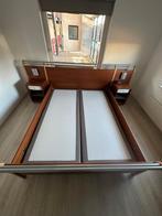 GRATIS 2 persoonsbed, boxspring, nachtkastjes,verlichting,, Ophalen, Gebruikt, Bruin, Tweepersoons