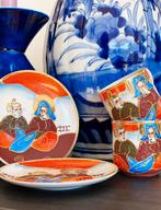vintage setje Japanse Satsuma kop en schotels, Antiek en Kunst, Antiek | Servies los, Ophalen of Verzenden