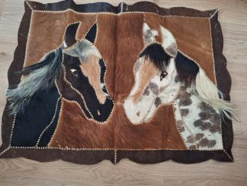 Lederen Wandkleed / Vloerkleed - Paardenmotief 85×63 beschikbaar voor biedingen