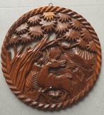 Hand gesneden teakhouten wandborden  25 cm, Ophalen, Nieuw