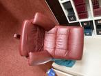 Relax stoel met hocker, Ophalen, Gebruikt, Leer, 50 tot 75 cm
