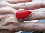 878/ verzilverde rode koraal ringen(meerdere foto's), Sieraden, Tassen en Uiterlijk, Ringen, Nieuw, Ophalen of Verzenden, Met edelsteen
